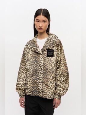 Ganni Leopard Print Nylon Jacket - size S/M